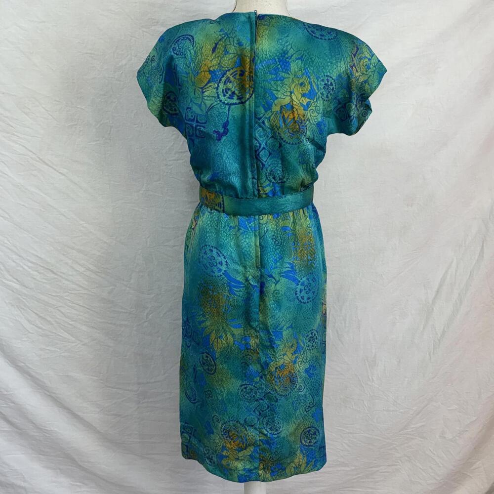 Vtg 80s Hawaiian print midi dress sz 6 - Picture 4 of 6